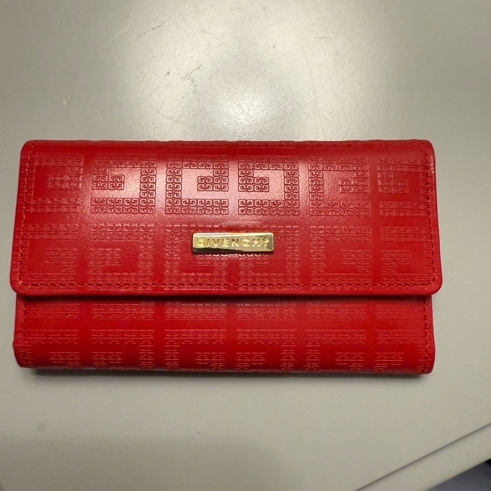 Givenchy Red Leather 4G Monogram 4-Ring Key Holder Wallet Case Gold Hardware